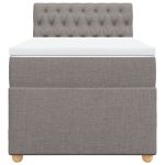 Pat box spring cu saltea, gri taupe, 80×200 cm, textil