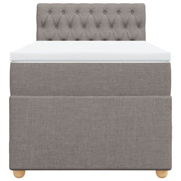 Pat box spring cu saltea, gri taupe, 80×200 cm, textil