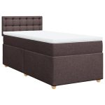 Pat box spring cu saltea, maro închis, 80×200 cm, textil