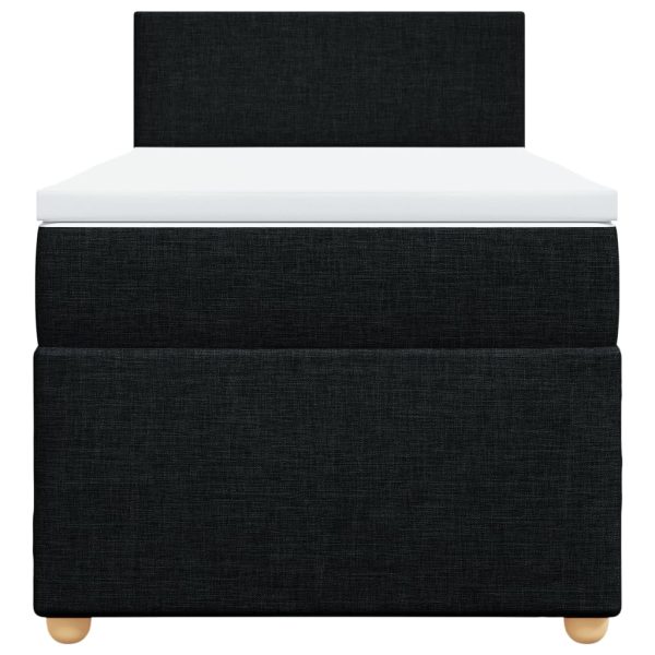 Pat box spring cu saltea, negru, 90×190 cm, textil