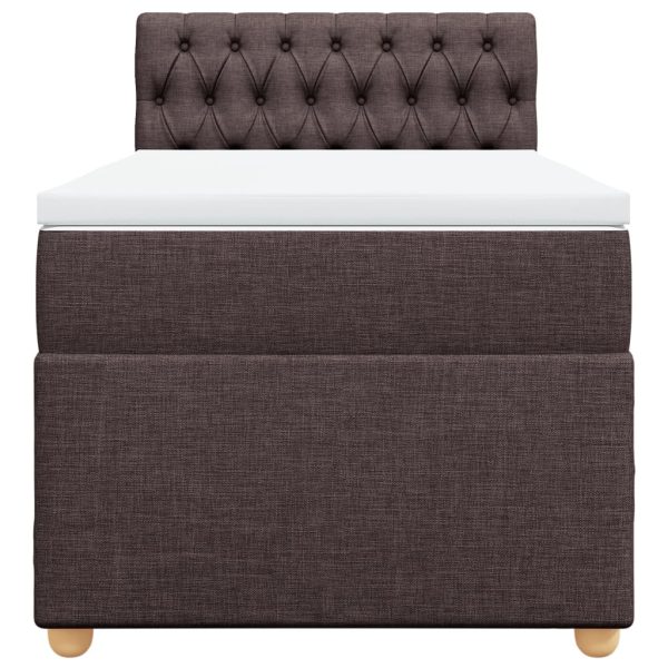 Pat box spring cu saltea, maro închis, 90×190 cm, textil