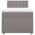 Pat box spring cu saltea, gri taupe, 90×190 cm, textil