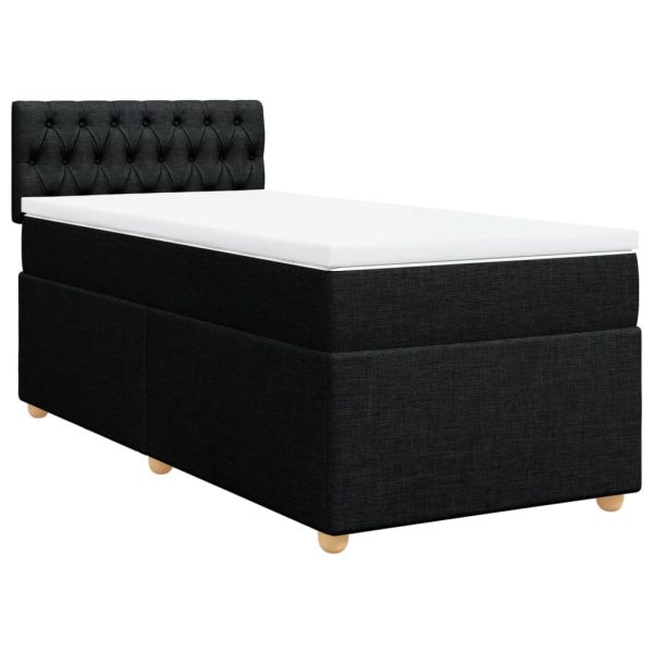 Pat box spring cu saltea, negru, 90×200 cm, textil