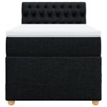 Pat box spring cu saltea, negru, 90×200 cm, textil