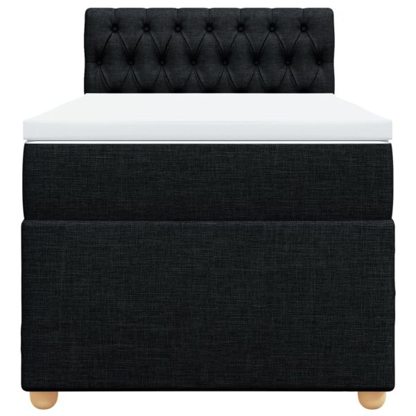 Pat box spring cu saltea, negru, 90×200 cm, textil
