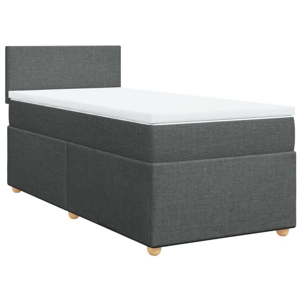 Pat box spring cu saltea, gri închis, 100×200 cm, textil