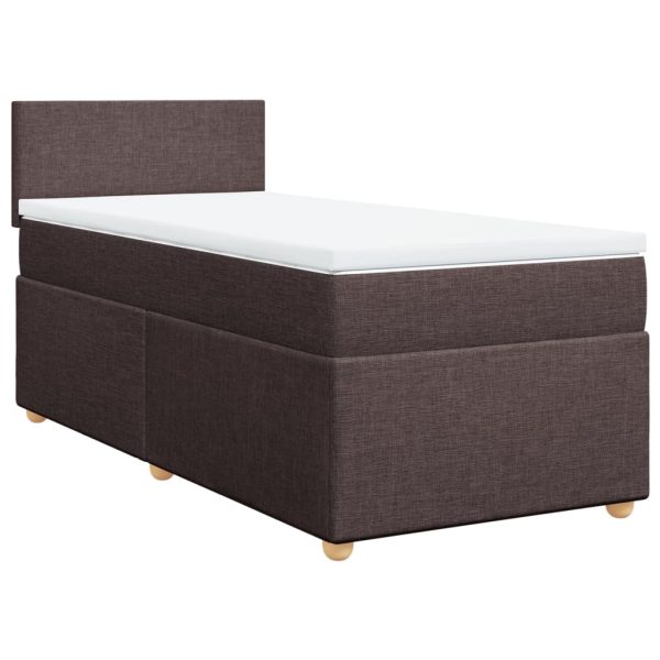 Pat box spring cu saltea, maro închis, 100×200 cm, textil