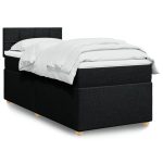Pat box spring cu saltea, negru, 100×200 cm, textil