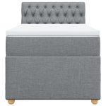 Pat box spring cu saltea, gri deschis, 100×200 cm, textil