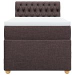 Pat box spring cu saltea, maro închis, 100×200 cm, textil