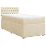 Pat box spring cu saltea, crem, 100×200 cm, textil