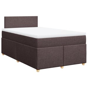 Pat box spring cu saltea, maro închis, 120×190 cm, textil