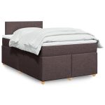 Pat box spring cu saltea, maro închis, 120×190 cm, textil