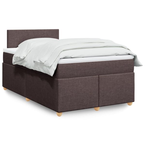 Pat box spring cu saltea, maro închis, 120×190 cm, textil