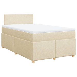 Pat continental cu saltea, crem, 120×190 cm, textil