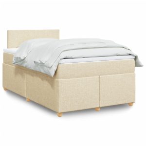 Pat continental cu saltea, crem, 120×190 cm, textil