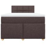 Pat box spring cu saltea, maro închis, 120×190 cm, textil