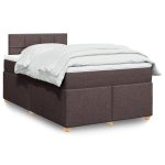 Pat box spring cu saltea, maro închis, 120×190 cm, textil