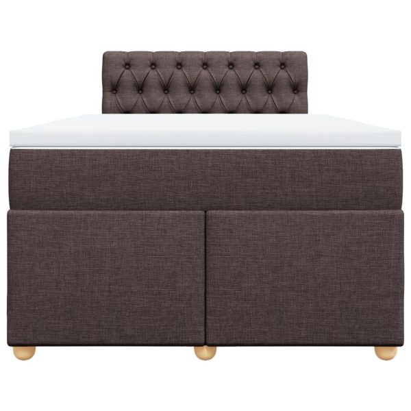 Pat box spring cu saltea, maro închis, 120×190 cm, textil