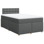 Pat box spring cu saltea, gri închis, 120×190 cm, textil