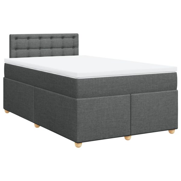 Pat box spring cu saltea, gri închis, 120×190 cm, textil