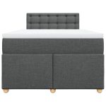 Pat box spring cu saltea, gri închis, 120×190 cm, textil