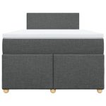 Pat box spring cu saltea, gri închis, 120×200 cm, textil