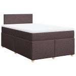 Pat box spring cu saltea, maro închis, 120×200 cm, textil