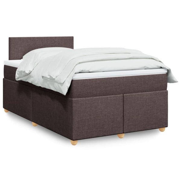 Pat box spring cu saltea, maro închis, 120×200 cm, textil