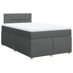Pat box spring cu saltea, gri închis, 120×200 cm, textil