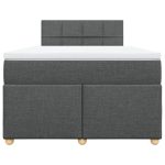 Pat box spring cu saltea, gri închis, 120×200 cm, textil
