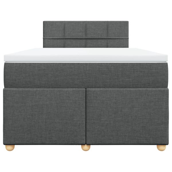 Pat box spring cu saltea, gri închis, 120×200 cm, textil