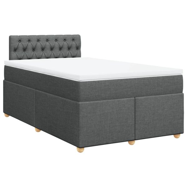 Pat box spring cu saltea, gri închis, 120×200 cm, textil