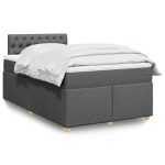 Pat box spring cu saltea, gri închis, 120×200 cm, textil