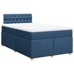 Pat box spring cu saltea, albastru, 120×200 cm, textil