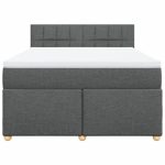Pat box spring cu saltea, gri închis, 140×200 cm, textil