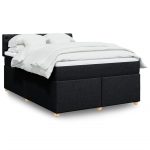 Pat box spring cu saltea, negru, 140×200 cm, textil