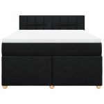 Pat box spring cu saltea, negru, 160×200 cm, textil
