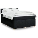 Pat box spring cu saltea, negru, 160×200 cm, textil