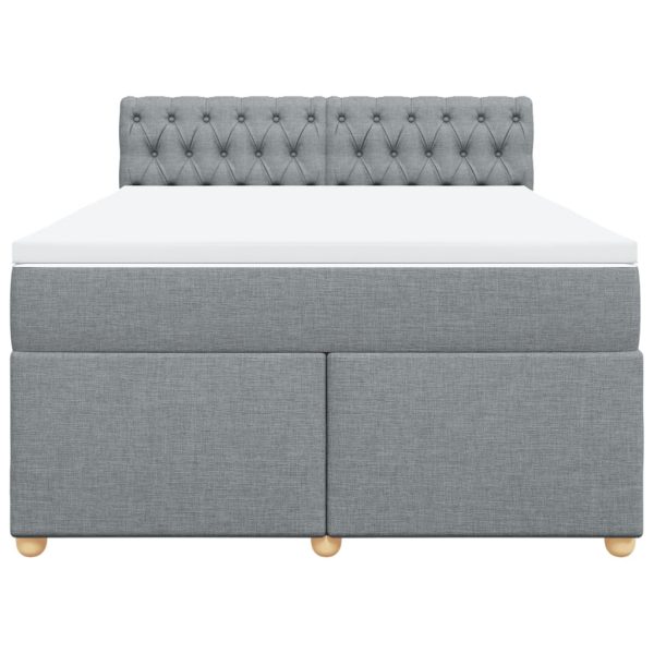Pat continental cu saltea, gri deschis, 160×200 cm, textil