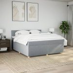 Pat continental, gri deschis, 180×200 cm, material textil