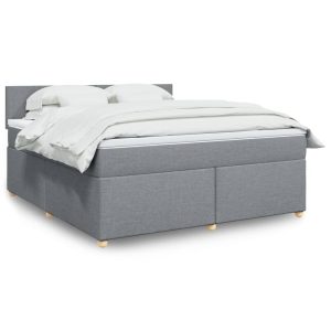 Pat continental, gri deschis, 180×200 cm, material textil