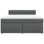 Pat box spring cu saltea, gri închis, 180×200 cm, textil