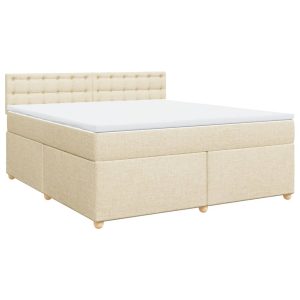 Pat continental cu saltea, crem, 180×200 cm, textil