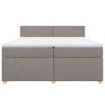 Pat box spring cu saltea, gri taupe, 200×200 cm, textil