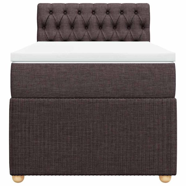 Pat box spring cu saltea, maro închis, 90×190 cm, textil