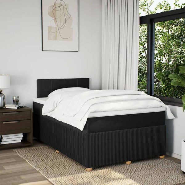 Pat box spring cu saltea, negru, 120×200 cm, textil
