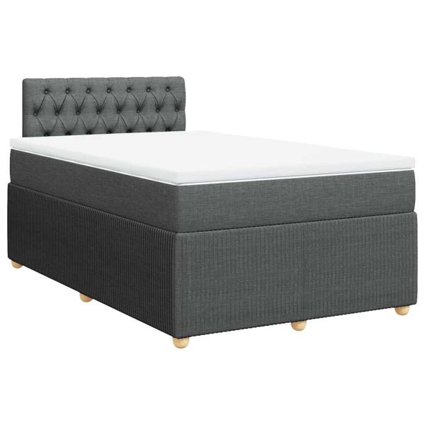 Pat box spring cu saltea, gri închis, 120×200 cm, textil