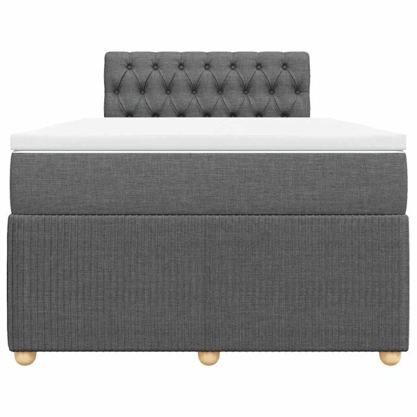 Pat box spring cu saltea, gri închis, 120×200 cm, textil