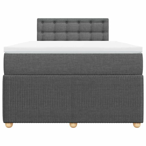 Pat box spring cu saltea, gri închis, 120×200 cm, textil